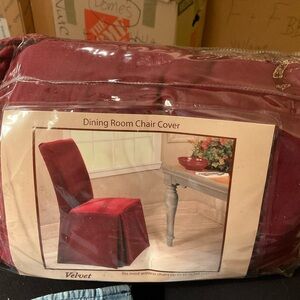 Velvet Dining Room Chair Cover - Rich Burgundy